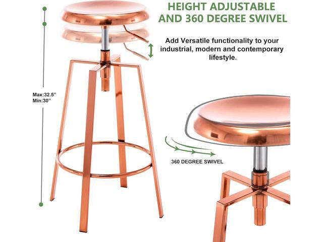 Adjustable Industrial Bar Stool,Swivel Round Metal Barstools Set of 2,Counter Height Armless Metal Frame Bar Chair for Kitchen Bistro PubPub Bar...