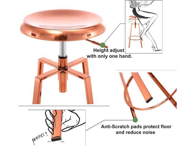 Adjustable Industrial Bar Stool,Swivel Round Metal Barstools Set of 2,Counter Height Armless Metal Frame Bar Chair for Kitchen Bistro PubPub Bar...