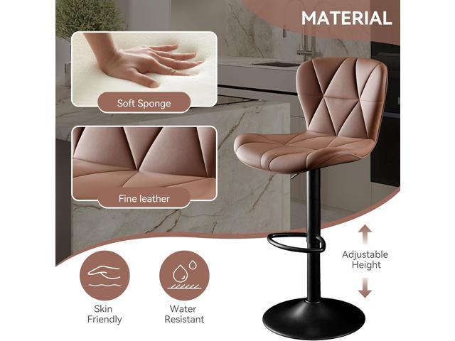 Bar Stools Set of 4,Adjustable Swivel Barstools, Light Brown
