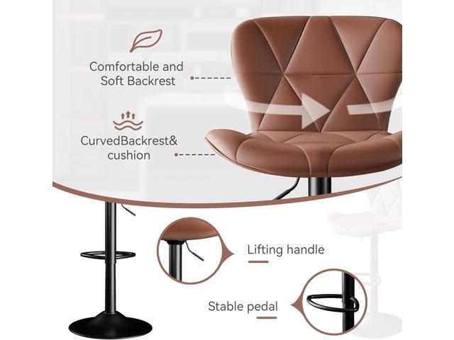 Bar Stools Set of 4,Adjustable Swivel Barstools, Light Brown