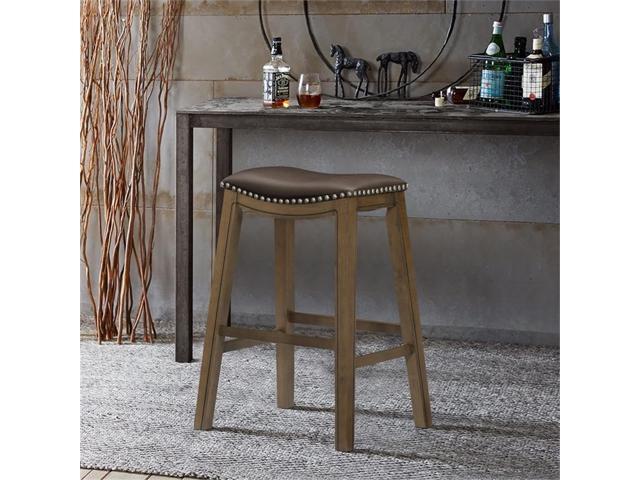 Homelegance Ordway Saddle Seat Bar Height Stool, 30'SH, Brown