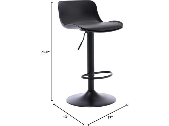 NOBPEINT Upholstered Contemporary Air Lift Adjustable Swivel Bar Stool (Black, Set of 4)