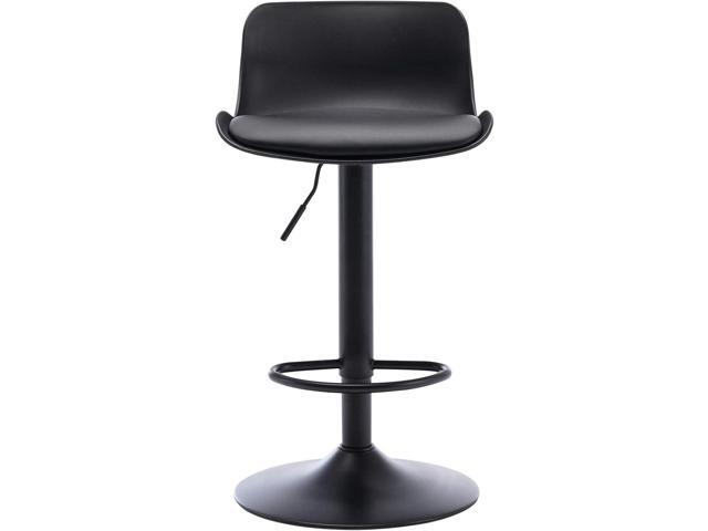NOBPEINT Upholstered Contemporary Air Lift Adjustable Swivel Bar Stool (Black, Set of 4)
