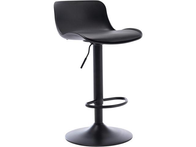NOBPEINT Upholstered Contemporary Air Lift Adjustable Swivel Bar Stool (Black, Set of 4)