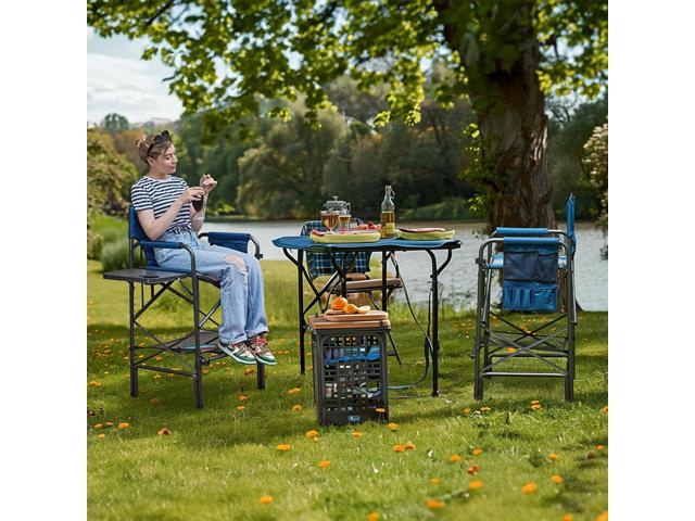 EVER ADVANCED Tall Folding Chair 30.7' Seat Height Directors Chair High Foldable Bar Stool for Makeup Artist Face Painting with Side Table Cup...