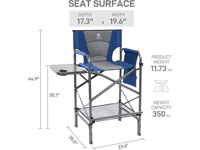 EVER ADVANCED Tall Folding Chair 30.7' Seat Height Directors Chair High Foldable Bar Stool for Makeup Artist Face Painting with Side Table Cup...
