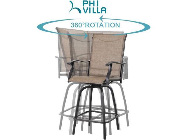 PHI VILLA 3 PCS Patio Swivel Bar Set Outdoor Furniture Bar Height Bistro Set, 2 Bar Stools and 1 Table