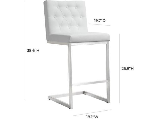 TOV Furniture Helsinki Stainless Steel Counter Stool (Set of 2), White