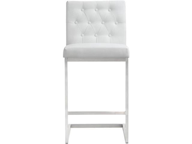 TOV Furniture Helsinki Stainless Steel Counter Stool (Set of 2), White
