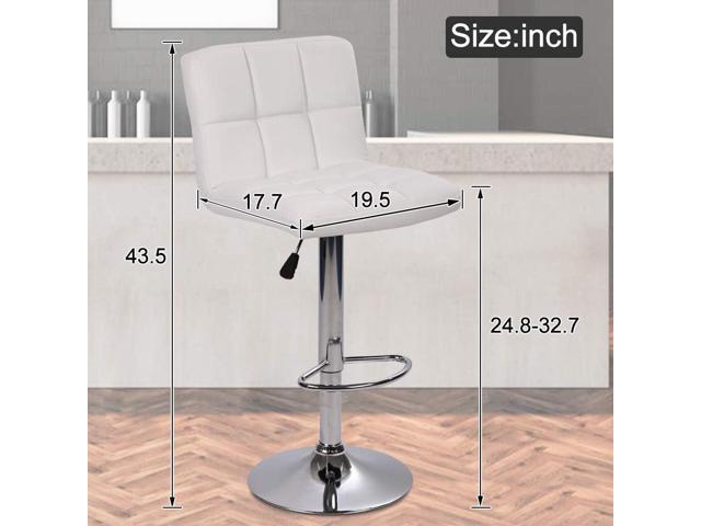 Bar Stools Set of 2 Swivel Height Adjustable Counter Stools with Back Durable PU Leather Modern Tall Kitchen Dining Chair for Living Room Pub...