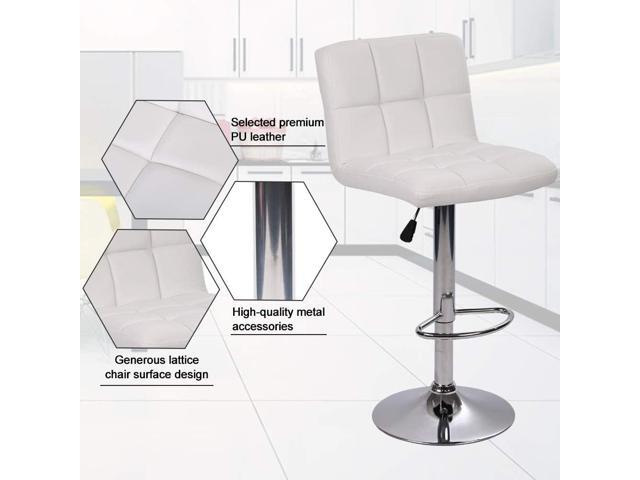 Bar Stools Set of 2 Swivel Height Adjustable Counter Stools with Back Durable PU Leather Modern Tall Kitchen Dining Chair for Living Room Pub...