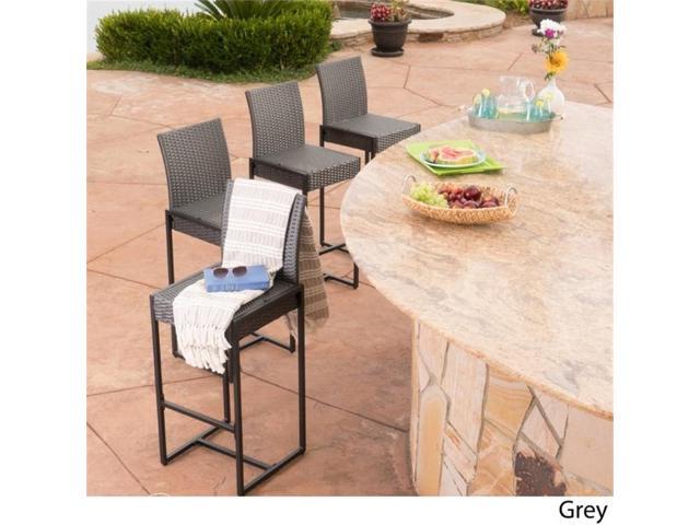 GDFStudio Conrad Patio Furniture Outdoor Bar Stools, Grey, Set of 4