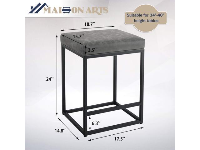 Maison Counter Height 24 Inch Bar Stool for Kitchen Counter Backless Industrial Stool Modern Upholstered Barstool Countertop Chair Saddle Seat...