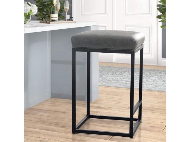 Maison Counter Height 24 Inch Bar Stool for Kitchen Counter Backless Industrial Stool Modern Upholstered Barstool Countertop Chair Saddle Seat...
