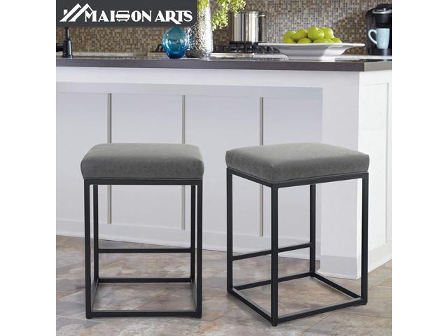 Maison Counter Height 24 Inch Bar Stool for Kitchen Counter Backless Industrial Stool Modern Upholstered Barstool Countertop Chair Saddle Seat...