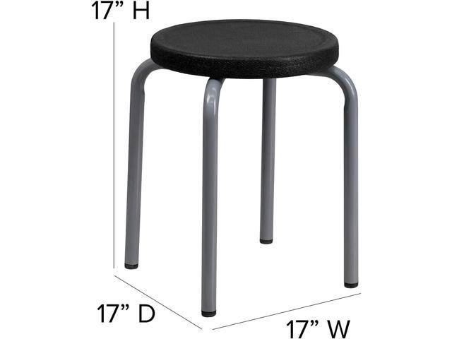 Flash Furniture Remington 5 Pack Stackable Stool with Black Seat and Silver Powder Coated Frame