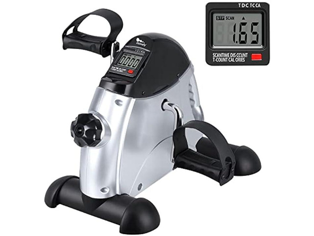 Mini Exercise Bike, himaly Under Desk Bike Pedal Exerciser Portable Foot Cycle Arm & Leg Peddler Machine with LCD Screen Displays