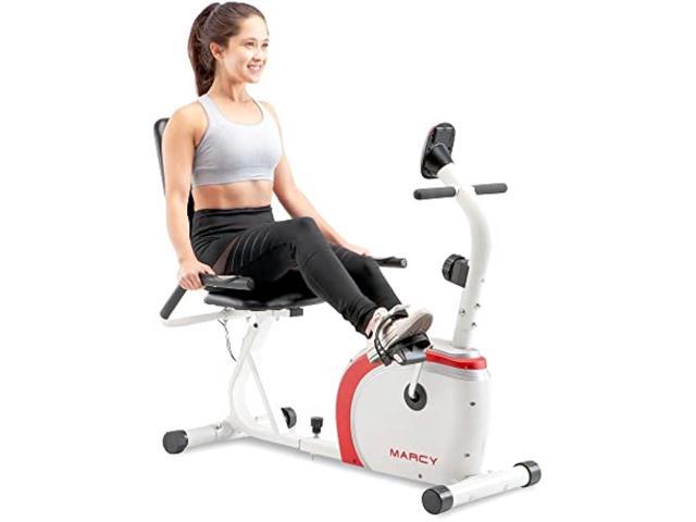 Marcy Recumbent Exercise Bike with Magnetic Resistance and Pulse Sensor NS-908R White 30.50 x 11.50 x 21.50 inches