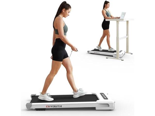 GOYOUTH 2 in 1 Under Desk Electric Treadmill Motorized Exercise Machine with Wireless Speaker, Remote Control and LED Display, Walking Jogging...