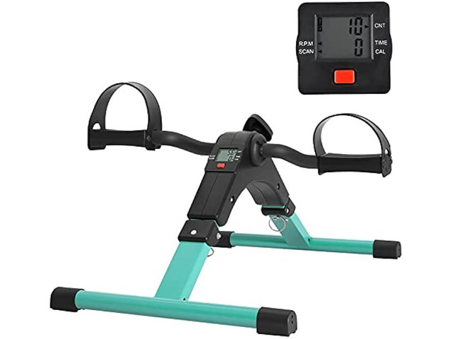 Folding Pedal Exerciser - Mini Exercise Bike Under Desk Bike Pedal Exerciser with LCD Display for Arms and Legs Workout, Portable Desk Bike Peddler...