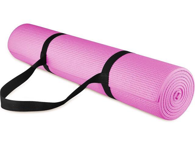 All Purpose 1/4-Inch High Density Anti-Tear Exercise Yoga Mat with Carrying Strap, Multiple Colors