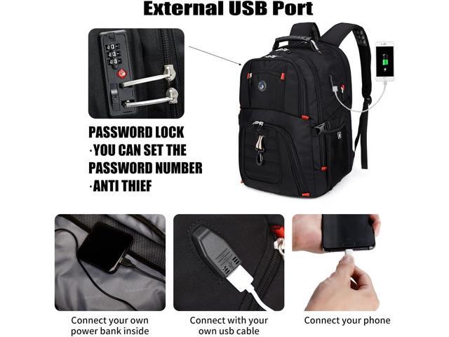 SHRRADOO Extra Large 50L Travel Laptop Backpack with USB Charging Port, College High School Backpack Airline Approved Business Work Bag Fits 17...