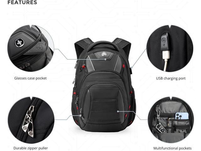 Swissdigital Design Men's Laptop Backpack for College and Business Travel with Integrated USB Charging Port and RFID Protection Fits Laptops up to...