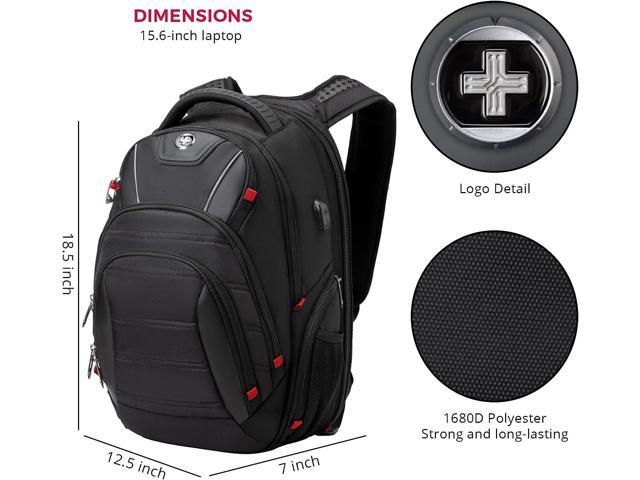 Swissdigital Design Travel Backpack for men, TSA Friendly USB Charging RFID Protection Business Backpack Fits 15.6' Laptops Black J14-BR