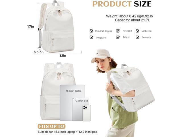 School Backpack for Teen Girls Women Laptop Backpack College Bookbags Middle School Travel Work Commuter Back Pack(Solid Beige)
