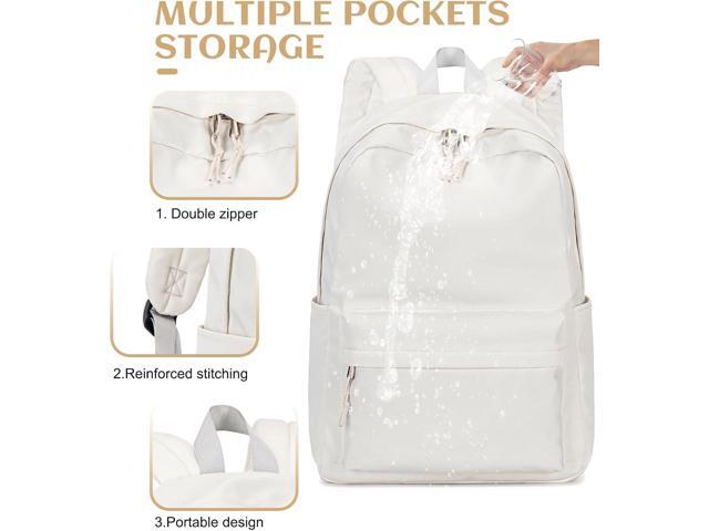 School Backpack for Teen Girls Women Laptop Backpack College Bookbags Middle School Travel Work Commuter Back Pack(Solid Beige)