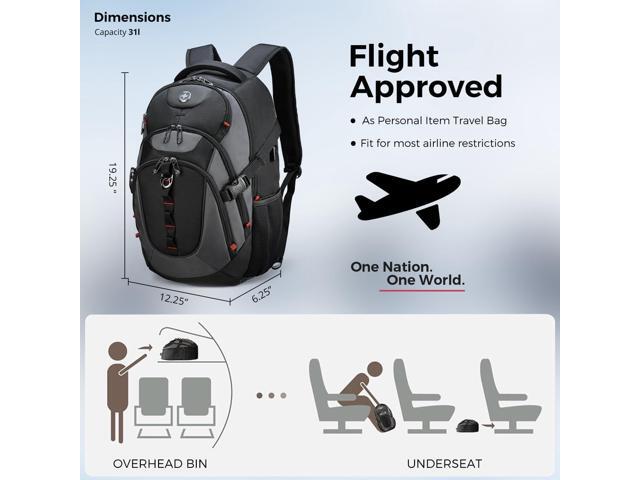 Swissdigital Design Laptop Backpack with USB Charging Port, Travel Backpack Fits 15.6 inches Computer, 31L College School Backpack for Men,...