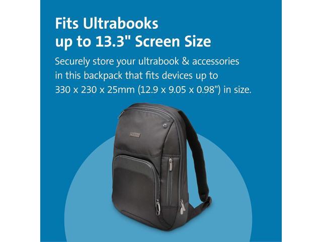 Kensington Triple Trek Slim Laptop Backpack for MacBooks, Chromebooks, Tablets & Ultrabooks up to 13-Inch-14-Inch (K62591AM), Black