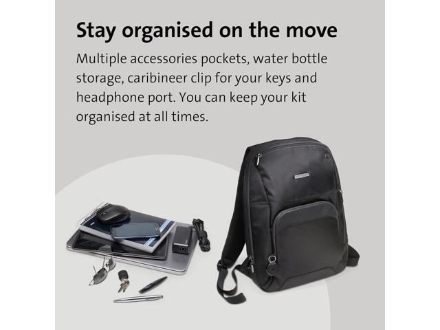 Kensington Triple Trek Slim Laptop Backpack for MacBooks, Chromebooks, Tablets & Ultrabooks up to 13-Inch-14-Inch (K62591AM), Black