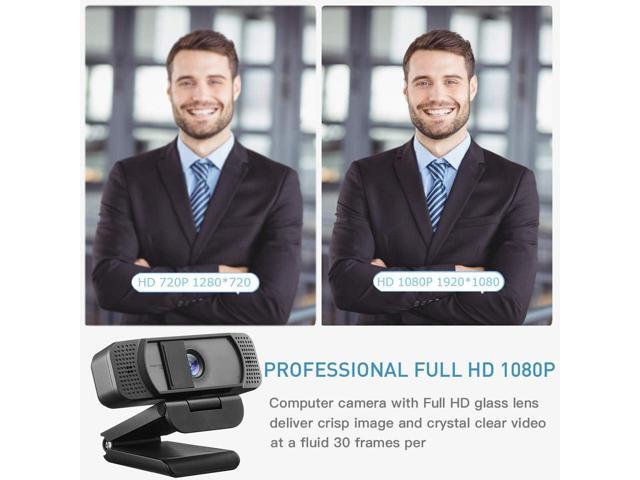 Webcam HD 1080p-Streaming Webcam with Privacy Cover for Desktop Computer PC,100° Wide-Angle View with Stereo Microphone, USB Webcam Plug and...