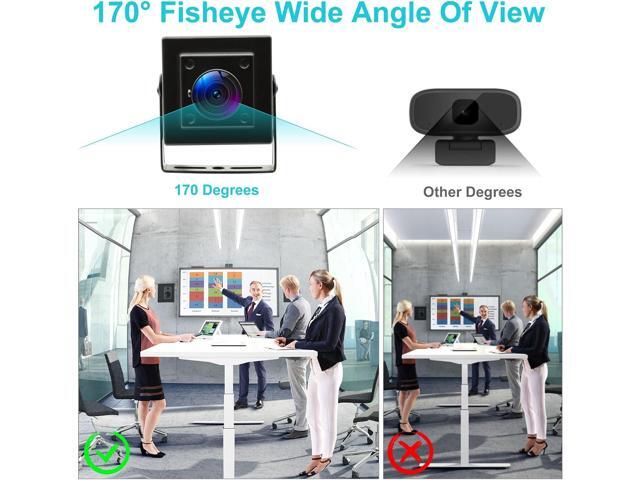 Fisheye USB Camera Wide Angle 1080P 30fps - H.264 Low Light Webcam with Microphone for PC Windows MacOS Linux Android - Metal Housing Security...