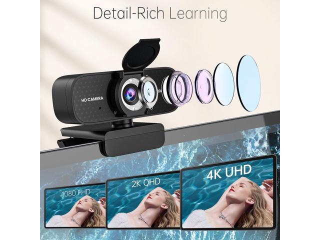 Full HD 1080P Webcam with Built-in Mic Wide Angle & Auto Focus Privacy Cover for PC/Laptop Plug & Play USB Camera Black