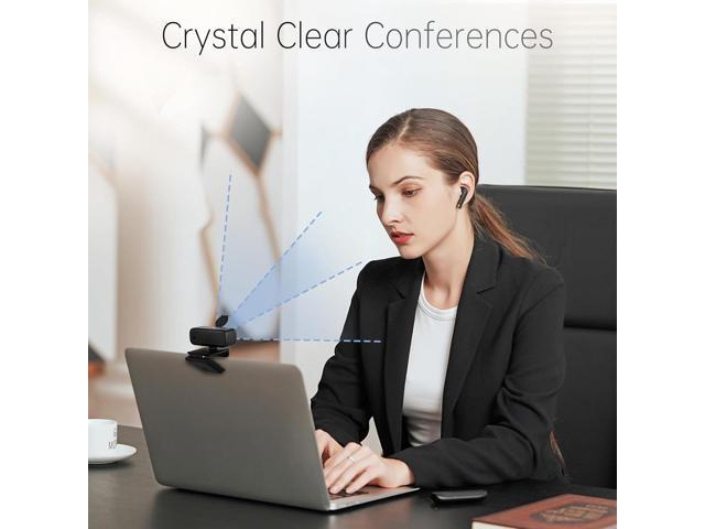 Full HD 1080P Webcam with Built-in Mic Wide Angle & Auto Focus Privacy Cover for PC/Laptop Plug & Play USB Camera Black