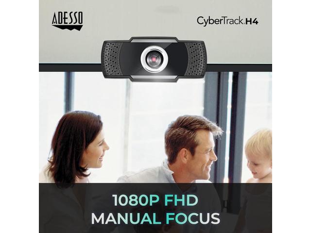 ADESSO CyberTrack H4 Webcam 1080P HD USB Webcam with Built-in Microphone, Black