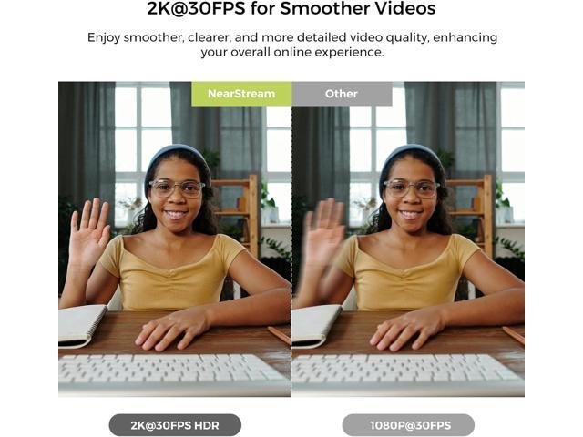 2K Webcam for PC, Full HD 1080P Webcam with Noise-Canceling Mic, Auto Focus,Software Control, Adjustable FOV, Plug & Play, Compact Web Camera for...
