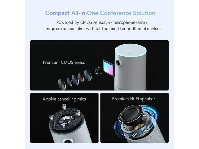 NUROUM C10(2nd Gen) 1080P Conference Webcam with Microphone Speaker, Portable All in One Computer Camera for Video Conference, AI Noise...