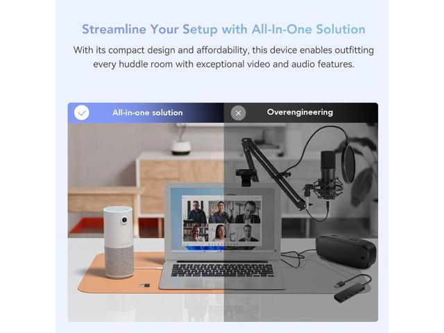NUROUM C10(2nd Gen) 1080P Conference Webcam with Microphone Speaker, Portable All in One Computer Camera for Video Conference, AI Noise...
