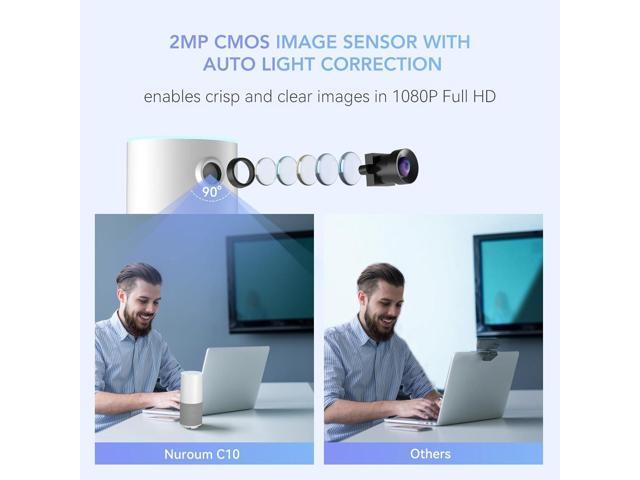 NUROUM C10(2nd Gen) 1080P Conference Webcam with Microphone Speaker, Portable All in One Computer Camera for Video Conference, AI Noise...