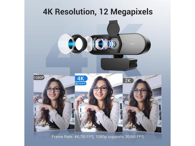 N newline 4K Webcam for PC, PDAF/CDAF Autofocus, 1080P@60FPS, 79° FOV, Auto Light Correction, 2 Noise Reduction Mics, Privacy Cover, USB-A,...