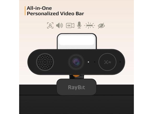 5-in-1 Design 4K Webcam with Speaker and Microphone, Built-in Light, Privacy Cover, AI Auto-Framing Cam, Computer USB C Web Camera for PC, Desktop,...