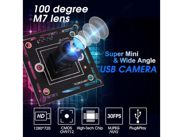 ELP USB Camera Module Super Mini 720p Wide Angle with 100degree M7 Lens Megapixel HD OV9712 Embedded Webcam Board for Computer USB2.0 UVC Video PC...