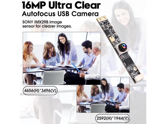 ELP 16MP Autofocus USB Camera with Microphone for Computer Mini UVC USB2.0 Lightburn Camera Micro USB Security PC Camera Module Laser Engraver...
