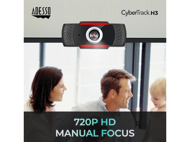ADESSO CyberTrack H3 Webcam 12 Megapixel 30 fps USB 20 1280x720 Video CMOS Sensor Manual-Focus Microphone for PC & Laptop, Black