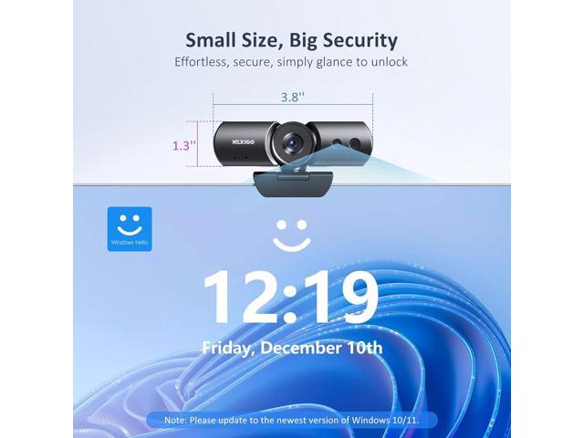NexiGo HelloCam Pro, Webcam with Windows Hello, 1080P 60FPS Autofocus, True Privacy, Automatic Electronic Shutter, Computer Camera, Microphone,...