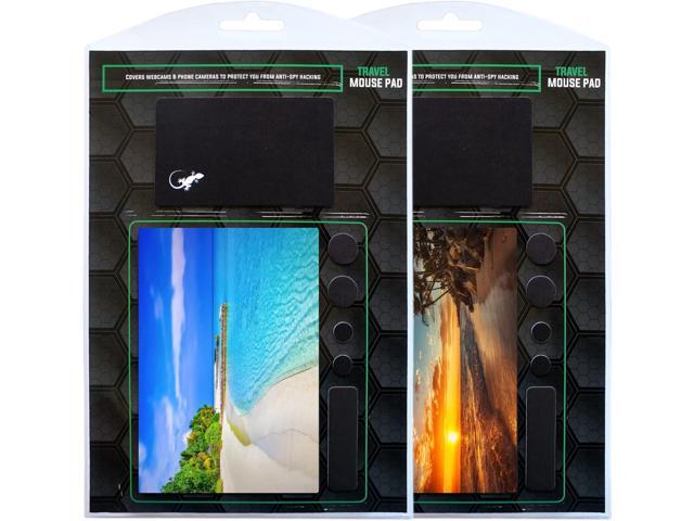Mouse Pad Adhesive Bottom - Sticks to Any Surface - Portable - Webcam Covers and Screen Cleaner Included (2 Pack - Beach Set)