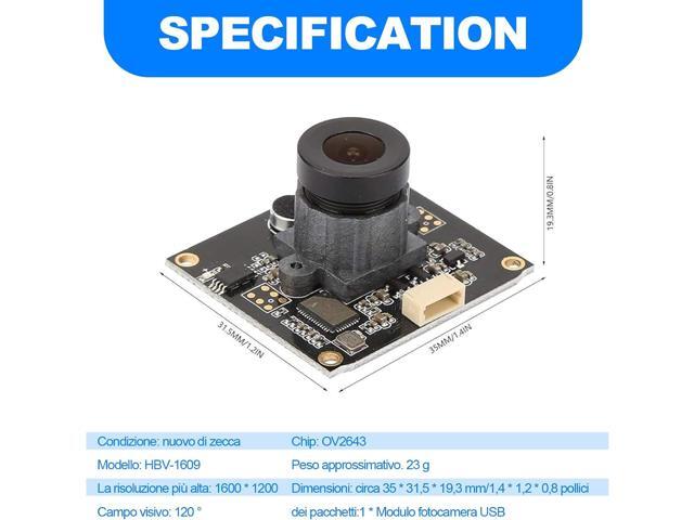 Keenso USB Camera Module,1600 * 1200 2MP Autofocus 120° Wide Angle Camera Module for Computer, Laptop